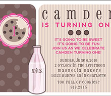 Milk and Cookies Birthday Party Printable Invitation - Pink